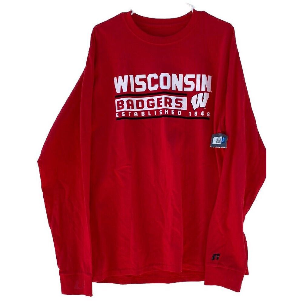 Russell‎ Wisconsin Badgers Double Sided Long Sleeve T Shirt Size L
